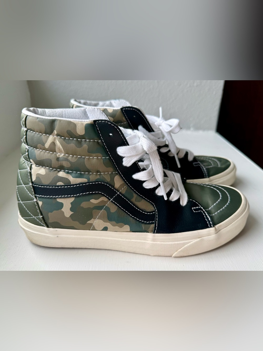 Vans High Top Sneakers in Green Camo and Black